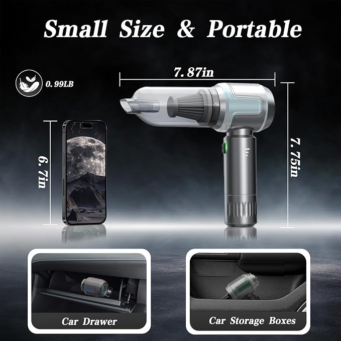 Car Vacuum Cleaner, 16000PA High Power Mini Vacuum Cleaner, 7-in-1 Rechargeable - Image 5