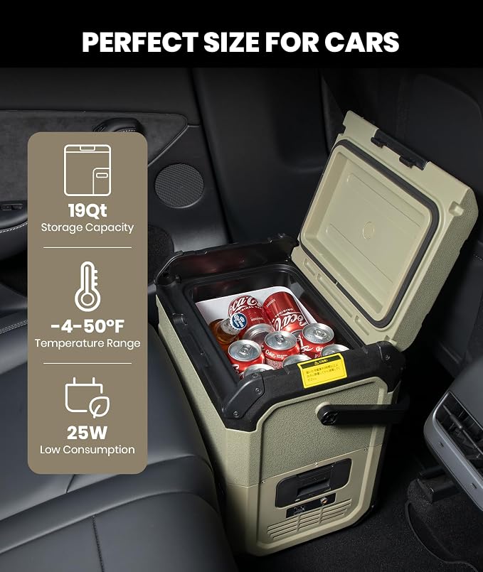 EENOUR D18 12 Volt Car Refrigerator, Portable Freezer 19Qt/18L Battery & Solar - Image 3