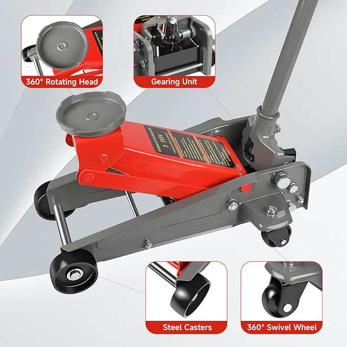 3 Ton Floor Jack, 6600 LBS Heavy Duty Hydraulic Floor Jack, Lift Range:5.31'' - Image 4