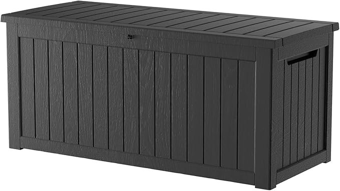 270 Gallon Lockable Resin Deck Box, Waterproof & UV-Resistant Outdoor Storage by Home