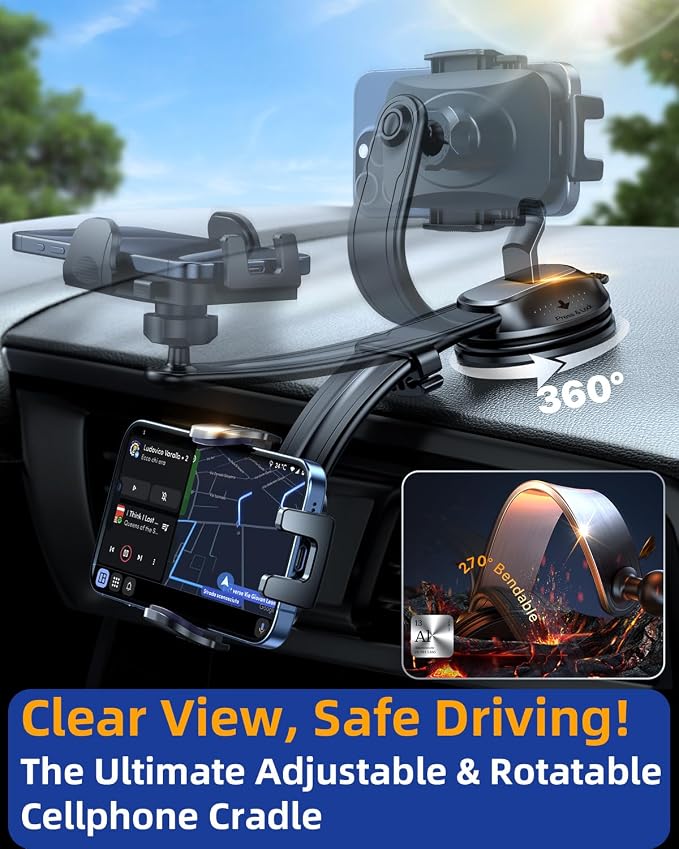 YRU Cell Phone Automobile Cradles Dashboard Windshield Pickup Truck Phone Mount - Image 6