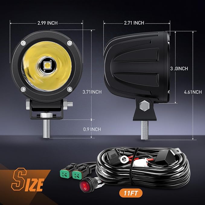 Nilight LED Light Pods 2 PCS 3" Spot Round Offroad Driving Auxiliary Fog Lights - Image 2