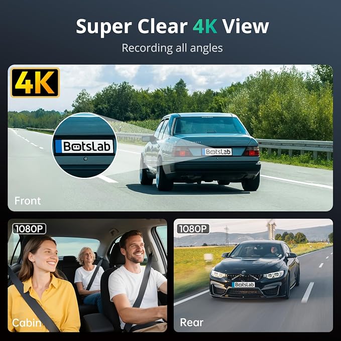 4K 3 Channel Dash Cam Front and Rear/Inside, 360°Dash Camera - Image 2