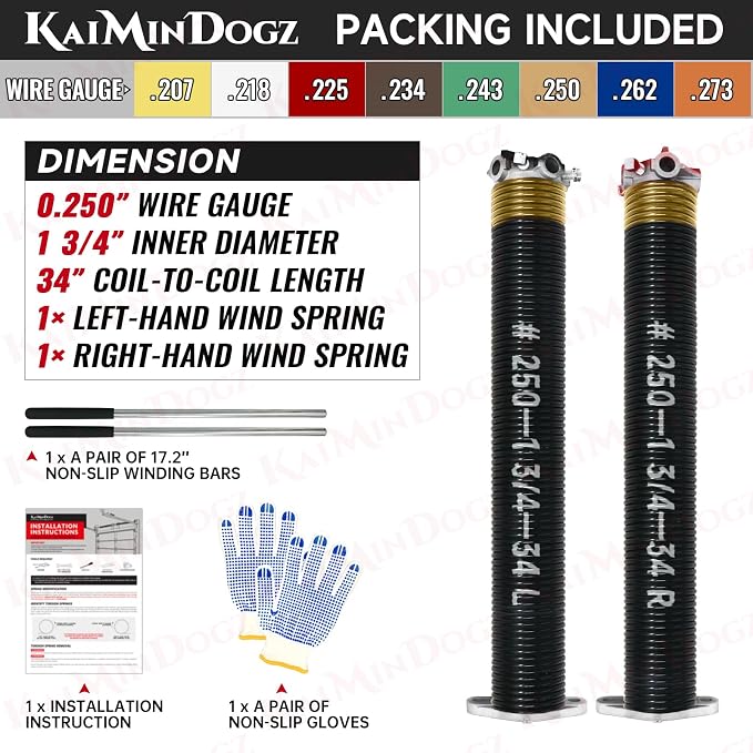 Pair of 1.75" Garage Door Torsion Springs Set - Image 2
