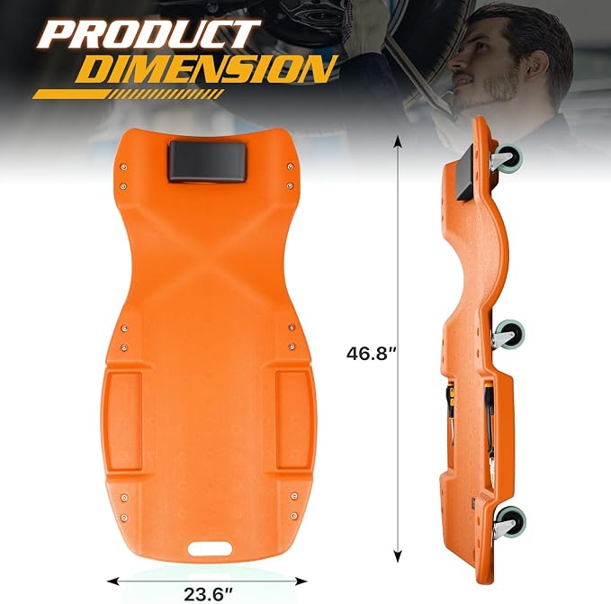 Magshion Mechanic Creeper with Padded Headrest & Tool Trays – 440 lbs Capacity - Image 3