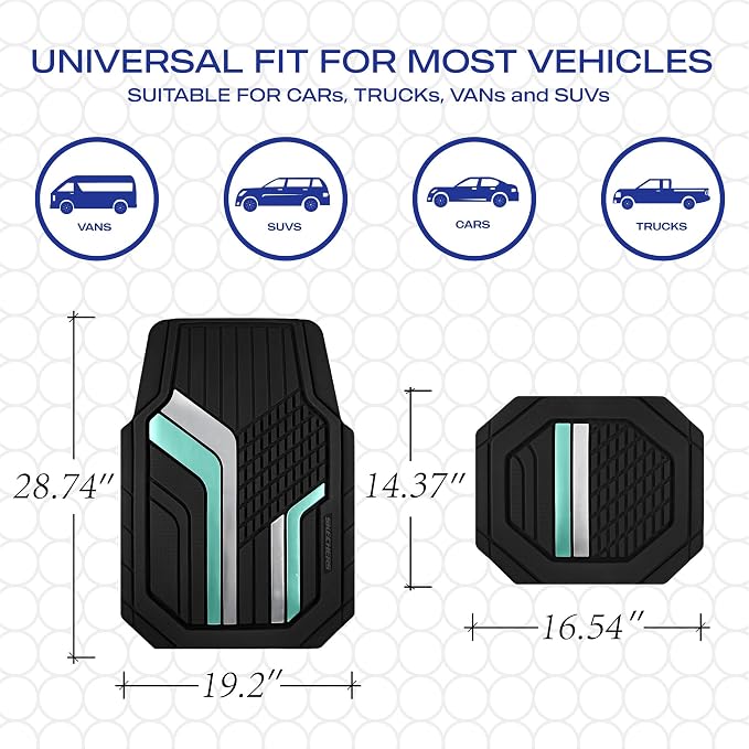 Skechers Heavy Duty Rubber Car Floor Mats, Wo Tone Design Floor Mats, All - Image 6