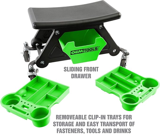 OEMTOOLS 24986 Heavy-Duty Rolling Workbench and Creeper Seat, Mechanics Stool - Image 4