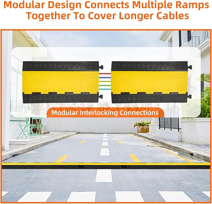 5 Channel 2 Pack Cable Protector Ramp Traffic Wire and Hose Ramp Cord Cover - Image 5