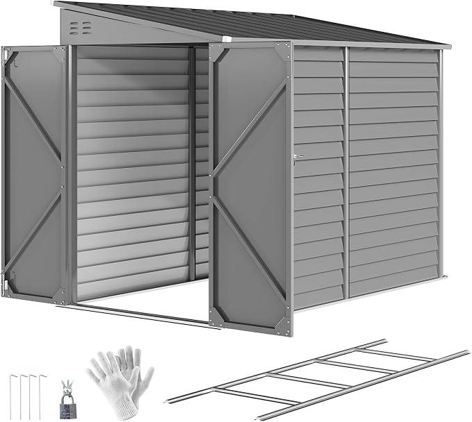 Outsunny 4.6' x 9' Steel Outdoor Storage Shed, Lean to Shed, Metal Tool House - Image 10