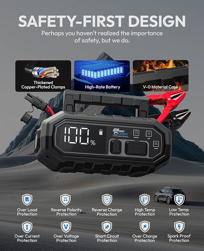 4000A Portable Car Jump Starter: 12V Battery Jumper Box Emergency Kits - Image 5