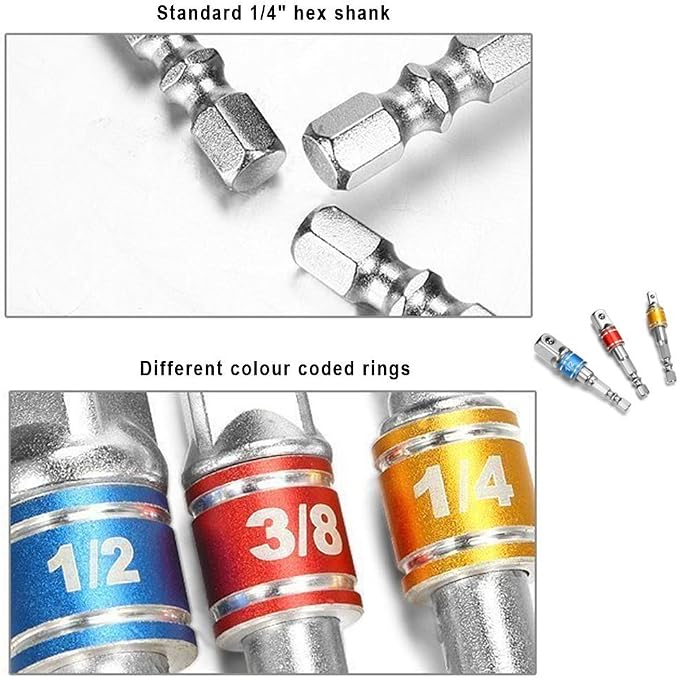 Impact Grade Socket Adapter/Extension Set Turns Power Drill Into High Speed Nut - Image 5