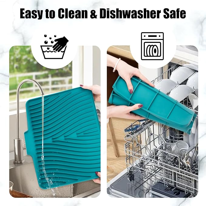 Silicone Dish Drying Mat for Kitchen Counter, Dish Drying Pad, Non-Slip Drain - Image 4