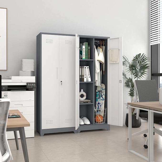 GREATMEET 65" Garage Storage Cabinet, Broom Closet Storage Cabinet, Metal - Image 2