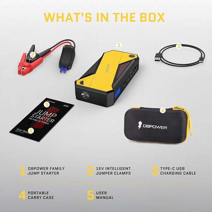 DBPOWER Peak 1600A 18000mAh Portable Car Jump Starter Battery Booster - Image 7
