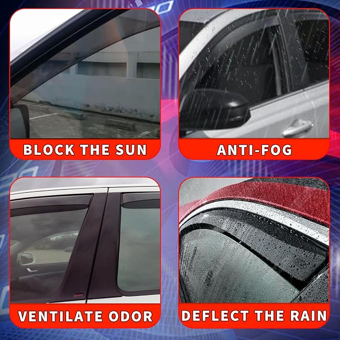 in Channel Rain Guards Fit for Ford Explorer 2011 2012 2013 2014 2015 2016 2017 - Image 5