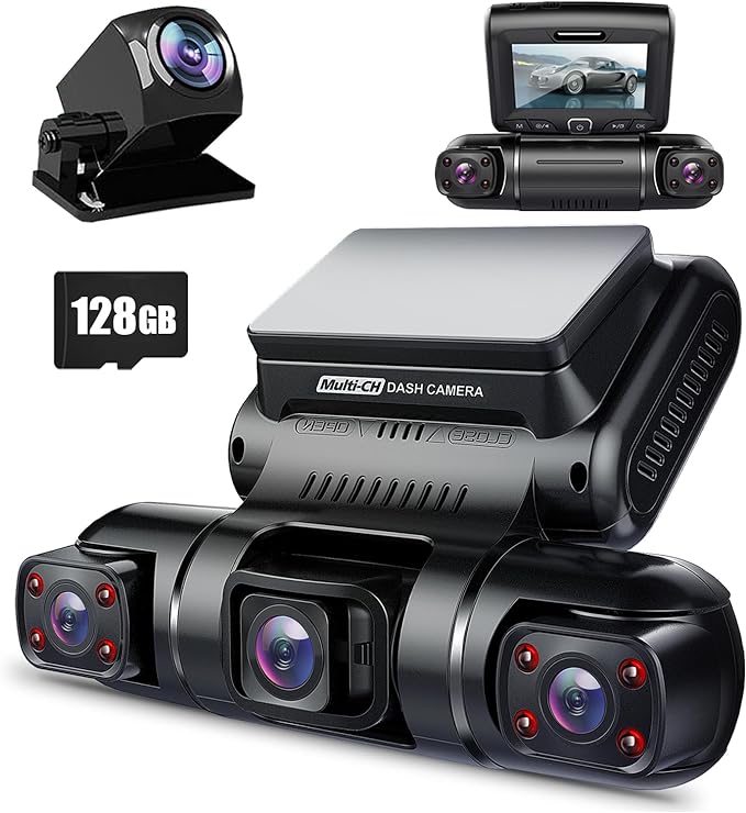 PRUVEEO 360 Degree View 4 Channel Dash Cam Front and Rear Inside Left Right by PRUVEEO