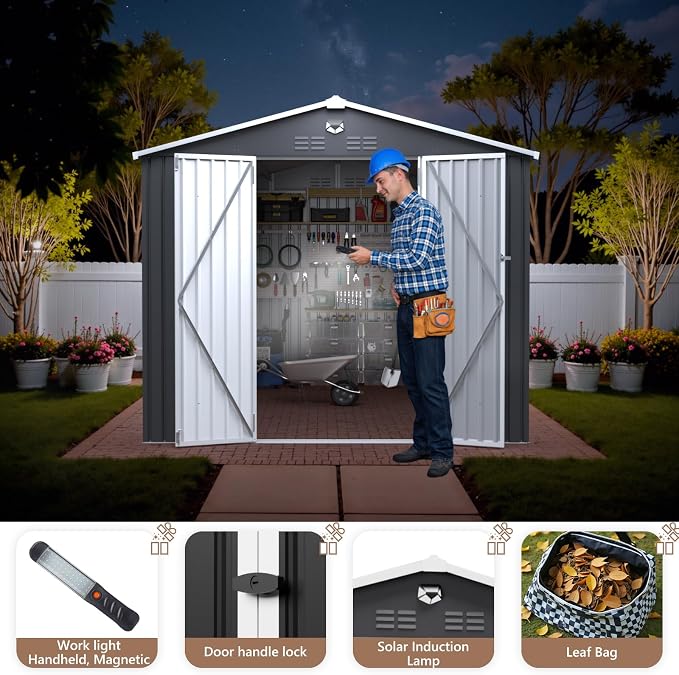 10x12 FT Outdoor Storage Shed, Metal Garden Shed - Image 2