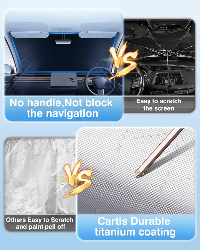 Windshield Sun Shade for Toyota Tundra 2022-2025 2026, Custom Fit Foldable - Image 4