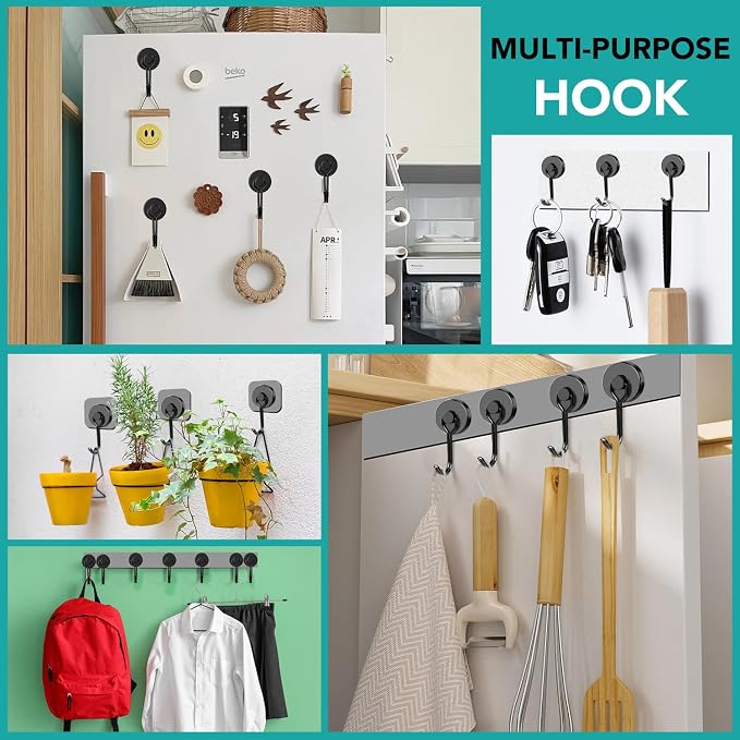 DIYMAG Black Magnetic Hooks, 80LBS Strong Magnetics Heavy Duty, Magnet Hook - Image 6