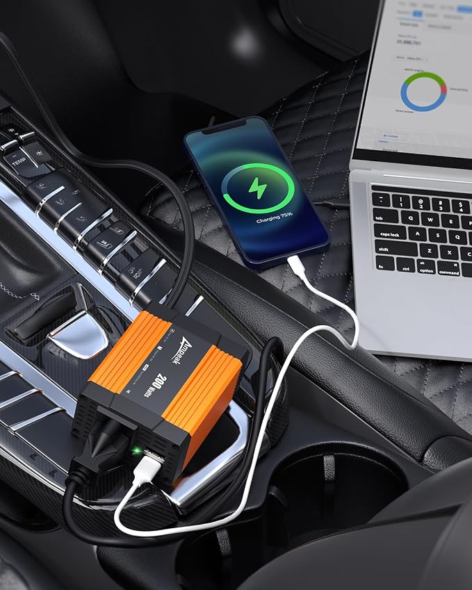 Ampeak 200W Car Power Inverter 4.8A Dual USB Ports AC Outlet Car Inverter DC - Image 7