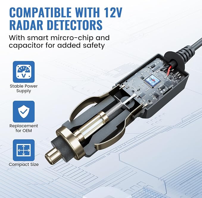 EWAY 12V Power Cord for Cobra Whistler Radar Detector 6.5ft, Replacement Car - Image 5