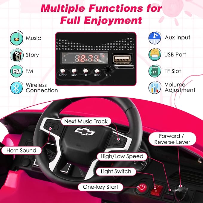 Costzon Ride on Car, 12V Licensed Chevrolet Tahoe Battery Powered Electric - Image 2