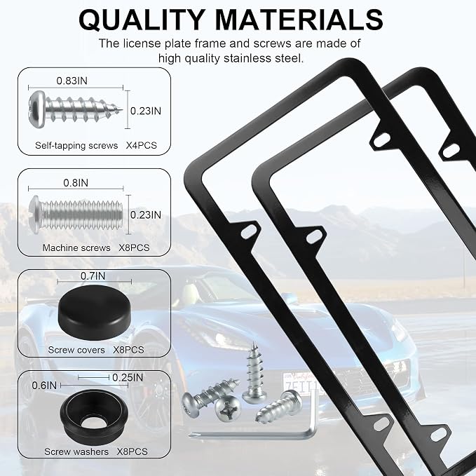 LivTee 4 Holes Stainless Steel License Plate Frames, Automotive Exterior - Image 4