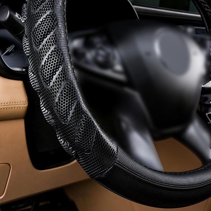 Flying Banner car Steering Wheel Cover Faux Leather Massage Universal fit 3D - Image 3