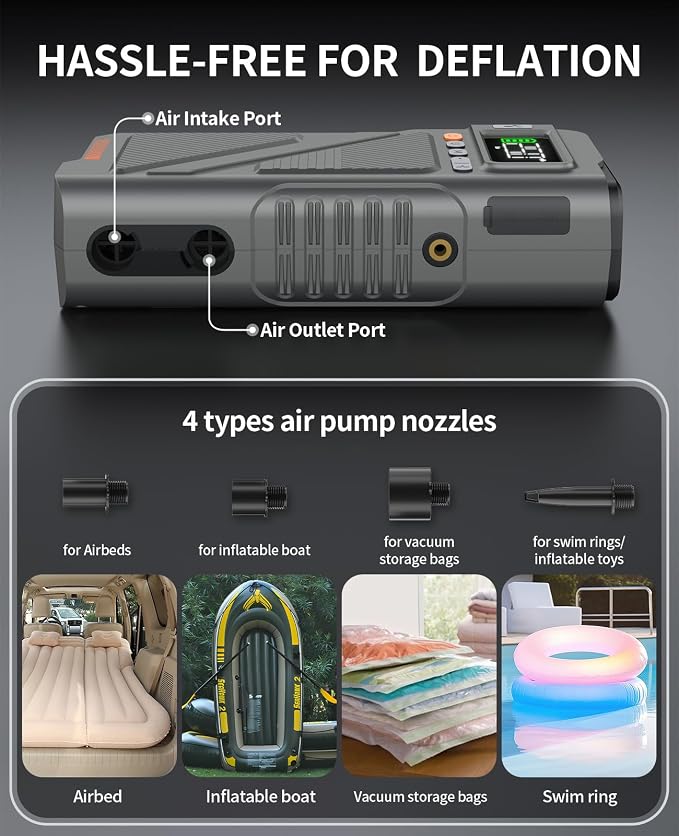 Car Jump Starter with Air Compressor 9000A, 9 in 1 Jumper Box - Image 4