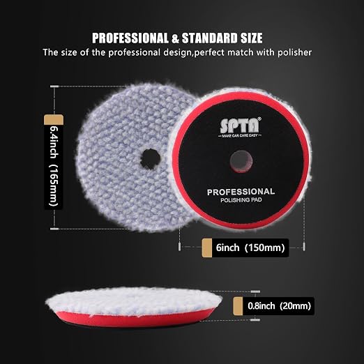 SPTA Wool Polishing Pad, Coarse Pad BlueWool Buffing Pads Set - Image 2