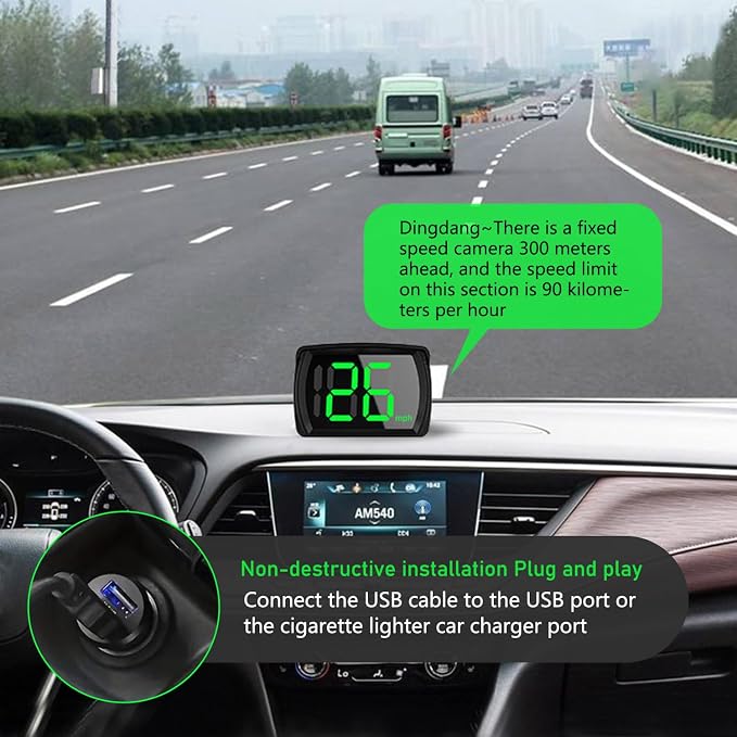 1 PC Speedometer HUD for Cars Trucks Motorcycles USB Plug & Play Digital MPH - Image 6