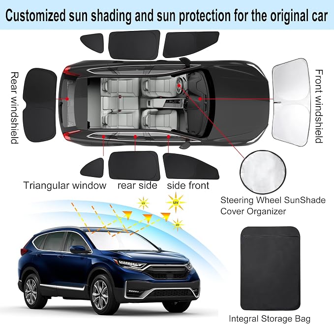 TINGLU Window Shades for Honda CR-V CRV 2017-2022 Accessories Car Side Full - Image 3