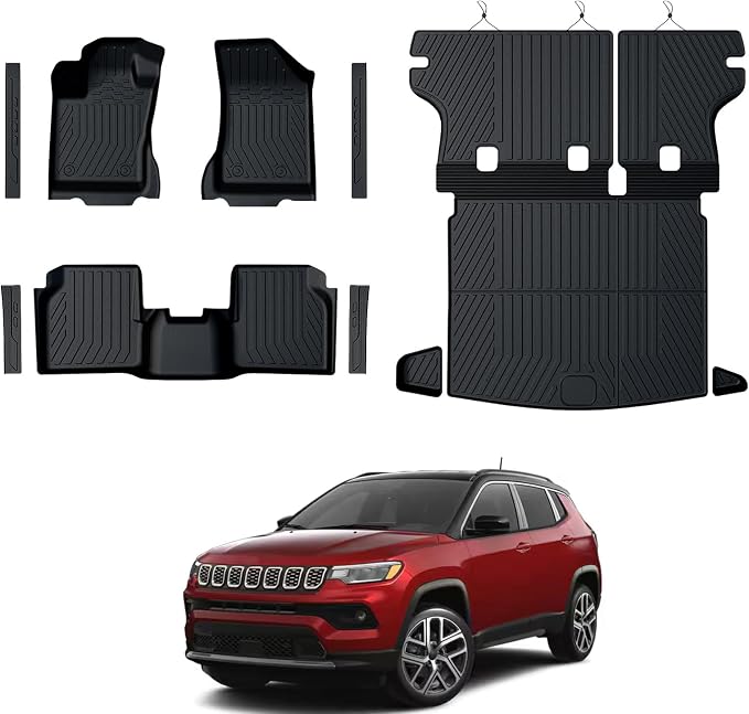 Floor Mats Set for 2017-2025 Jeep Compass Accessories, Full Coverage All by GALVAGNITE