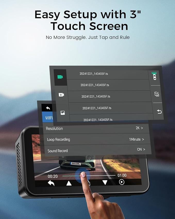 COOLCRAZY 4K Dash Cam Front and Rear - Image 5