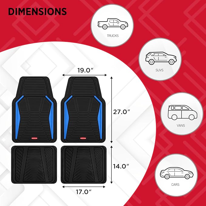 Rubbermaid Car Mat Full Set All-Weather Heavy-Duty 4 Pieces– Trim-to-Fit - Image 7