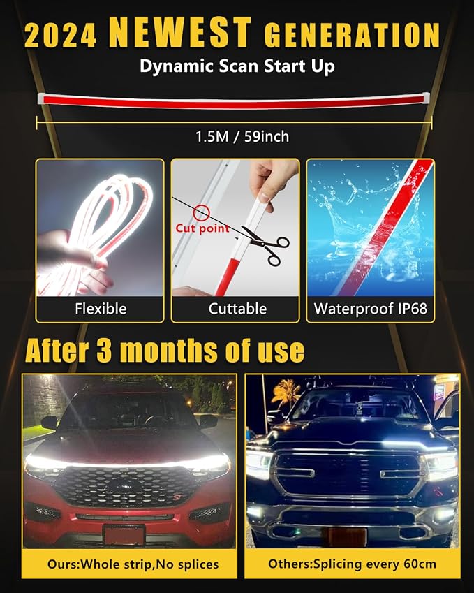 YM E-Bright Led Hood Light Strip Exterior Car Led Strip Light Waterproof - Image 2