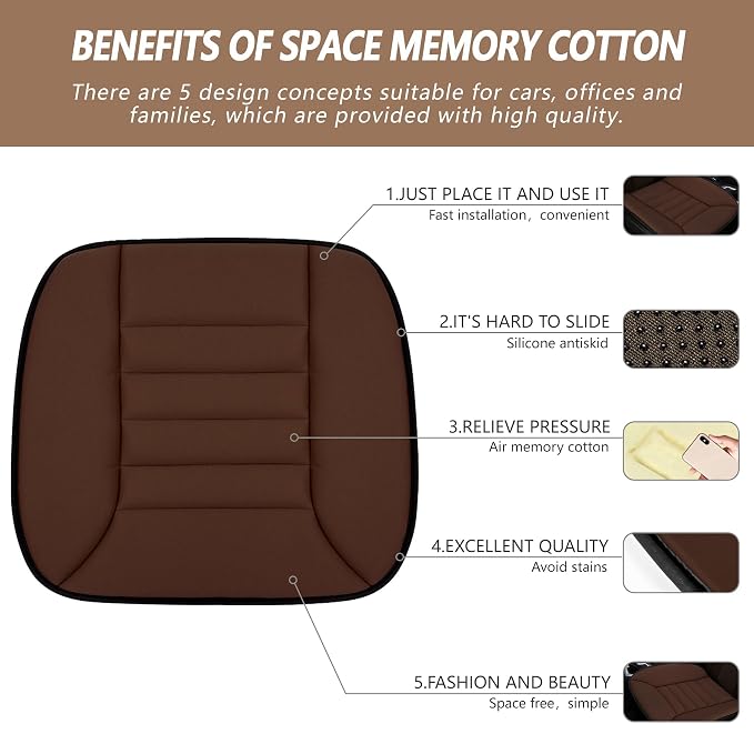 MYFAMIREA Car Seat Cushion Pad 1.2" Thick Comfort Protector - Image 2