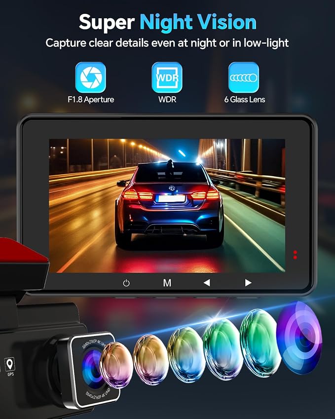 Dash Cam Front and Rear 4K+1080P, Dash Camera - Image 7