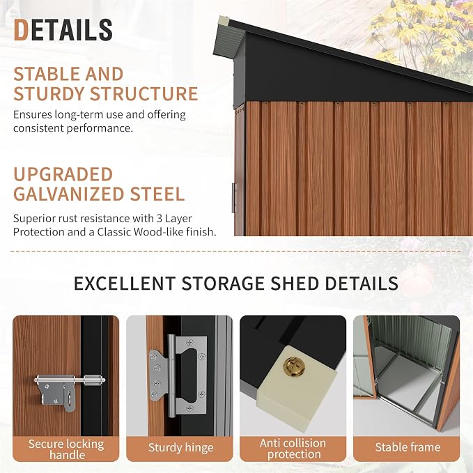 5x3 Ft Storage Shed, Outdoor Metal Shed - Image 6