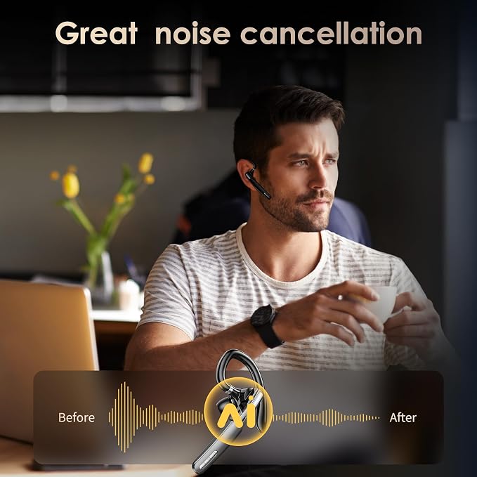 Bluetooth Headset, Wireless Bluetooth Earpiece V5.0 Hands-Free Earphones - Image 5