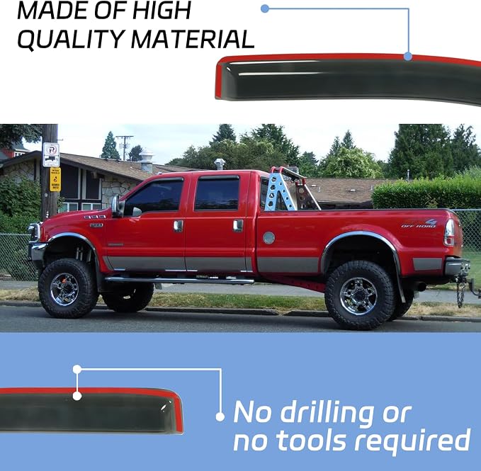 4 PCS Rain Guards Fit for 1999-2016 Ford F250 F350 F450 F550 SuperCrew Super - Image 7