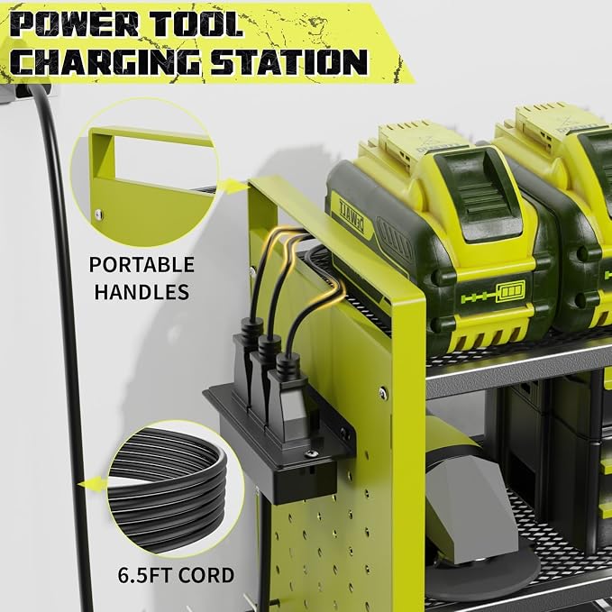 Power Tool Organizer with Charging Station Wall Mount, 3 Layer Expanded Heavy - Image 4