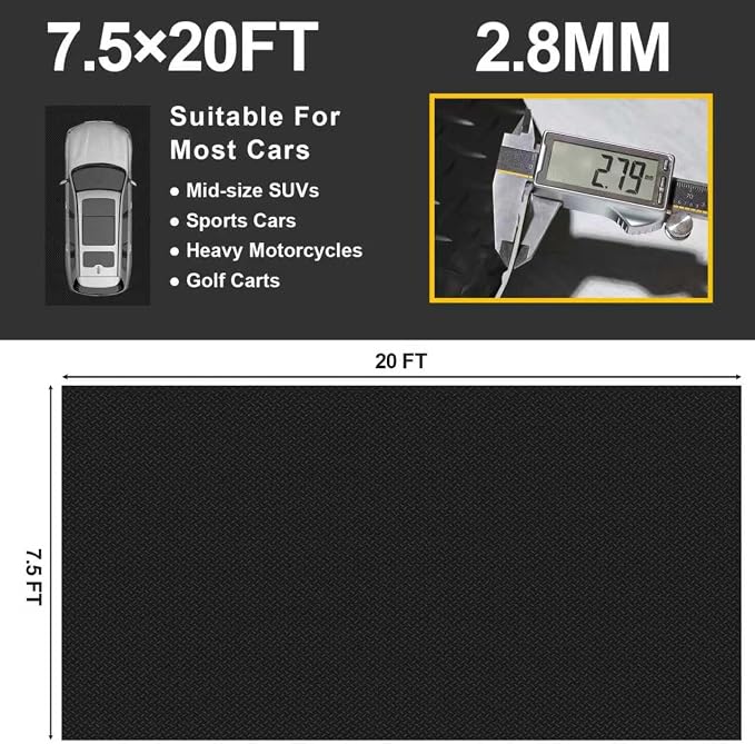 Garage Floor Mat 2.8mm Thickness PVC Garage Flooring Roll Diamond Plate Floor - Image 4