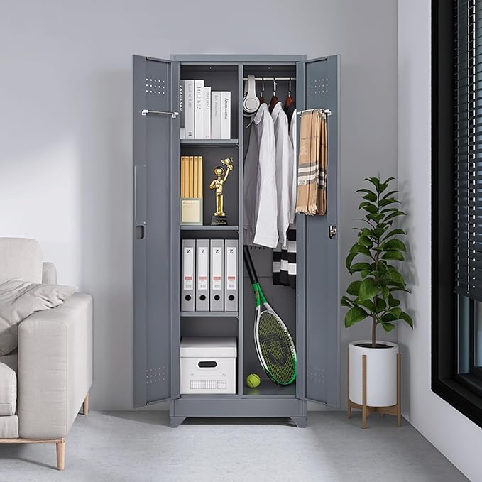 GREATMEET 65" Broom Storage Cabinet, Metal Utility Closet - Image 8