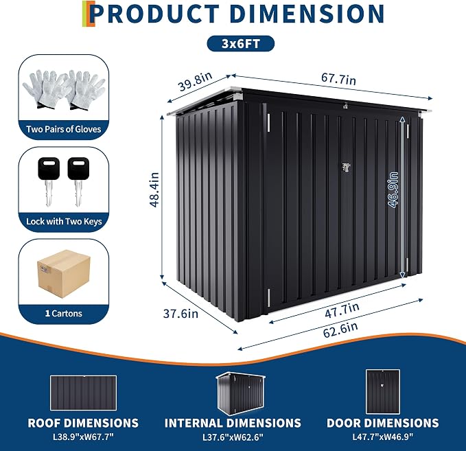 Outdoor Trash Can Storage 2 Binsgarbage Bin Storage Shed, 3x6 FT Garbage Bin - Image 2