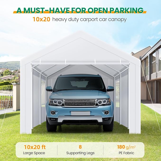 COBIZI Carports 10x20 Heavy Duty Car Canopy Garage - Image 2