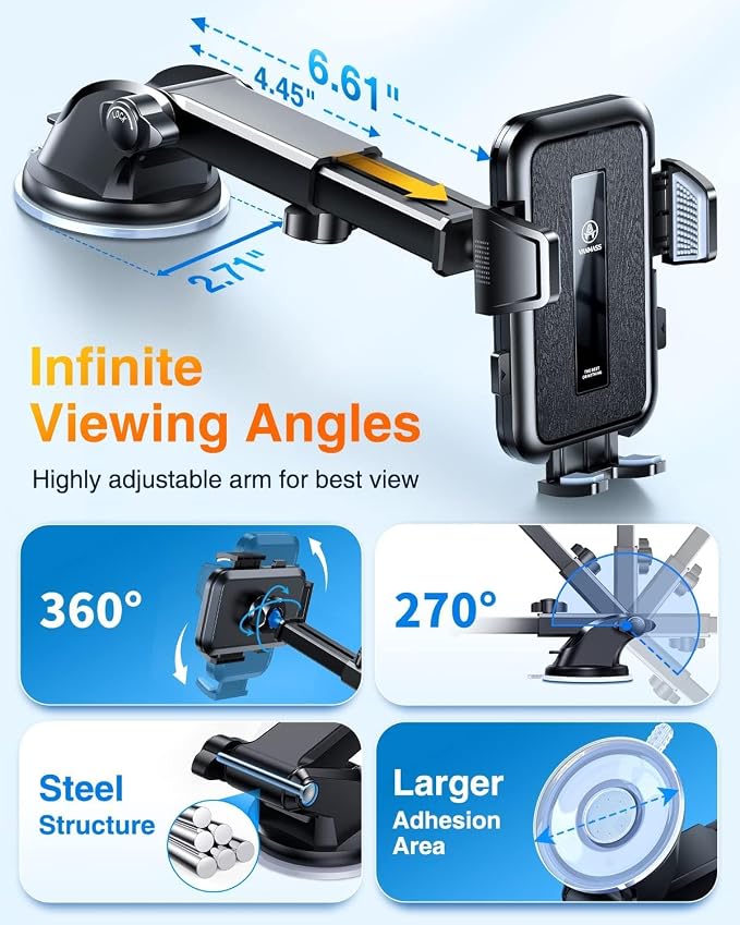 VANMASS 2025 Upgraded Car Phone Holder, Patent Safety Cell Phone Mount - Image 9