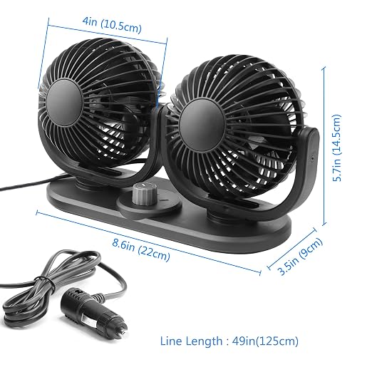 12V Car Fans Cooling Air Fan Powerful Dashboard Electric Dual Car Fan Cigarette - Image 5