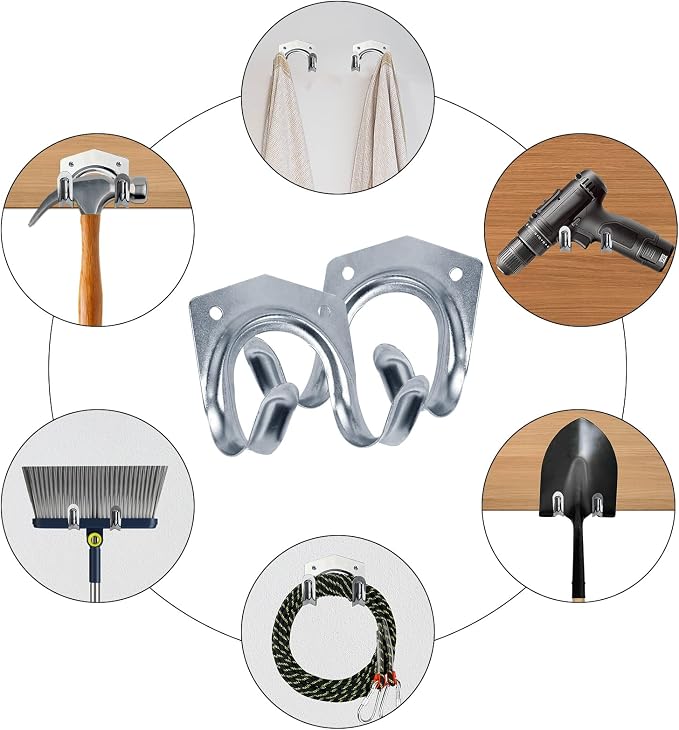 15 Pack Tool Hanger Hooks, Wall Mount Garage Garage Shed Hooks Heavy Duty - Image 4
