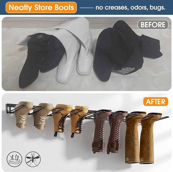 Boot Rack, Wader Hangers for wall, Metal Wall Mounted Shoe Racks, 4 Pair Boot - Image 3